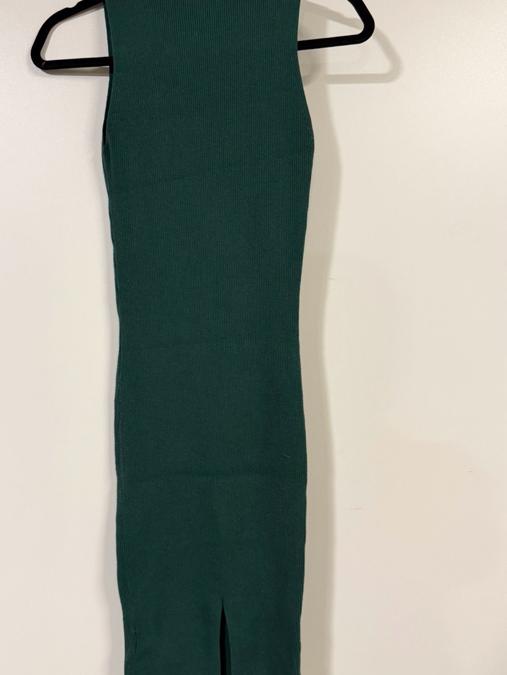 Express Emerald Green Ribbed Mock Neck Midi - Picture 2 of 4